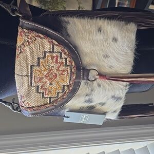 Myra Bag Monochromatic Speckles Leather Hair On Bag